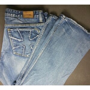 Urban Up Premium Denim Loose Bootcut Jeans 36/32 Distressed Cross Pockets